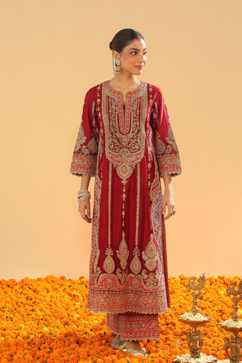 Rua-A-Line Kurta with Palazzo and Dupatta