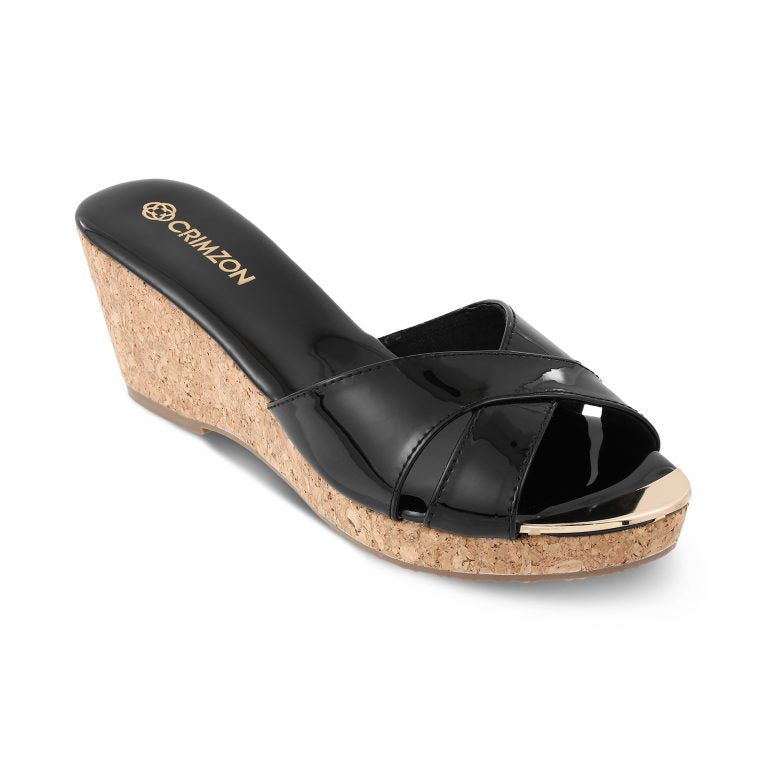 AIYANA- BLACK WEDGES