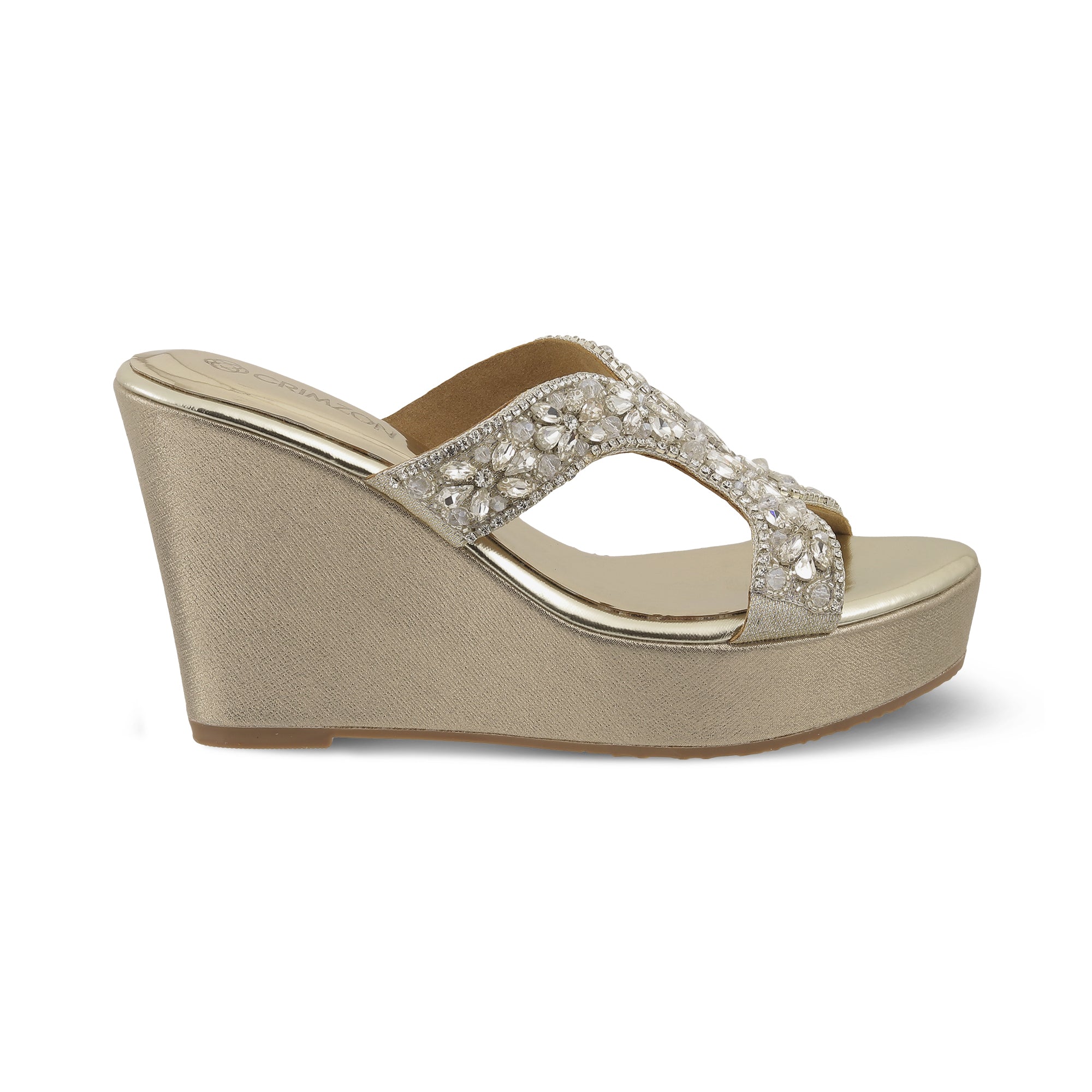 NORAH- GOLD EMBELLISHED WEDGES