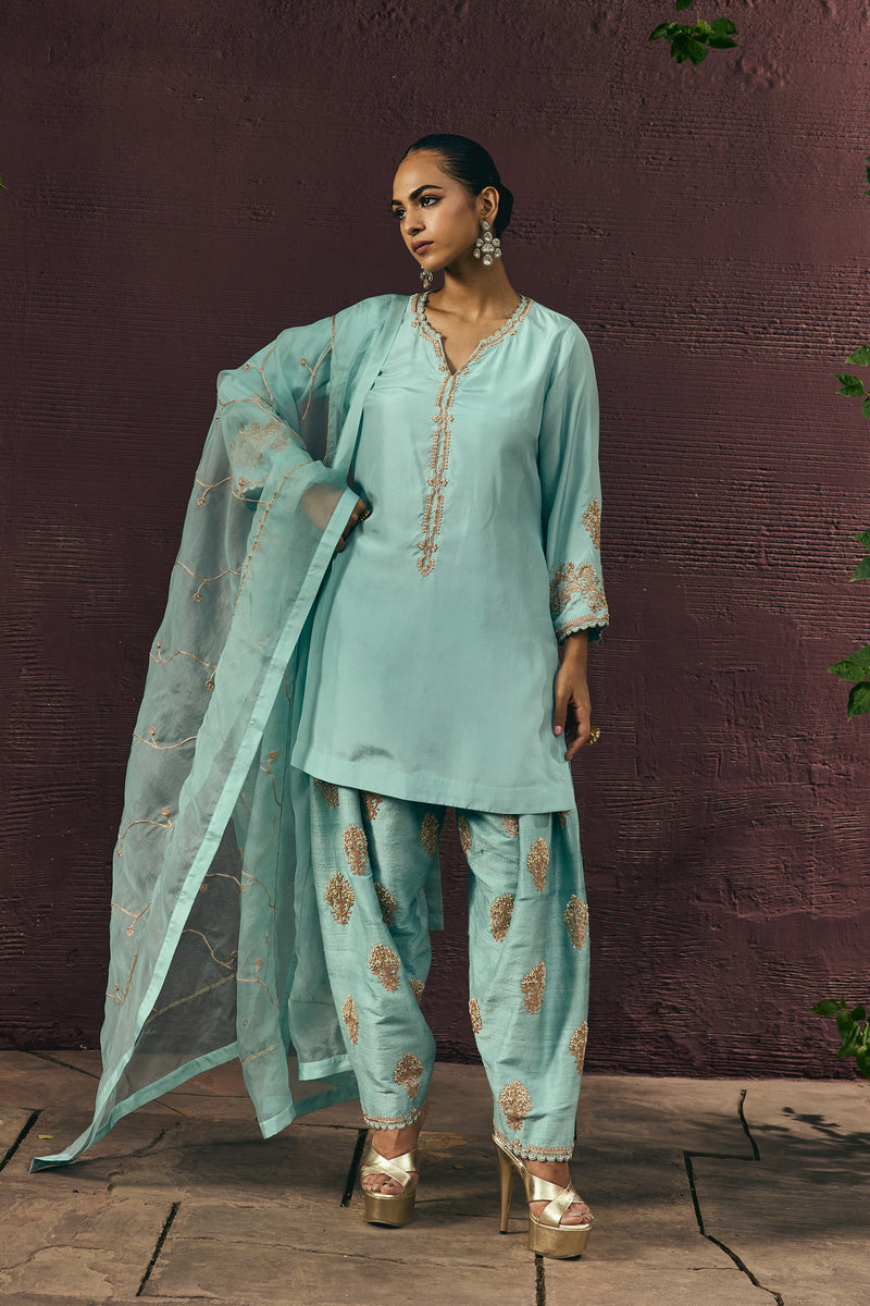 The Eternal Aqua Blue Classic Kurta & Salwar Set