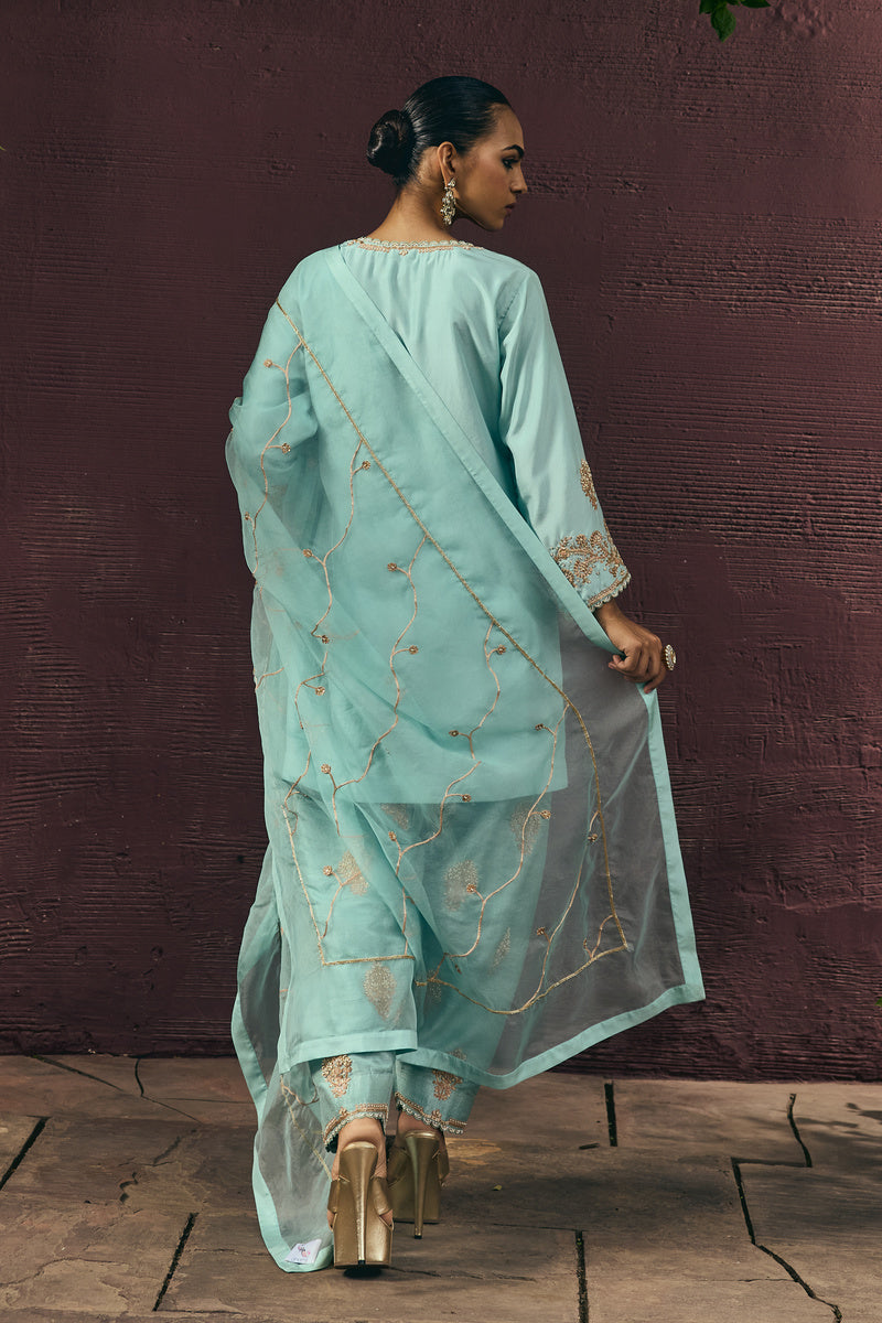 The Eternal Aqua Blue Classic Kurta & Salwar Set