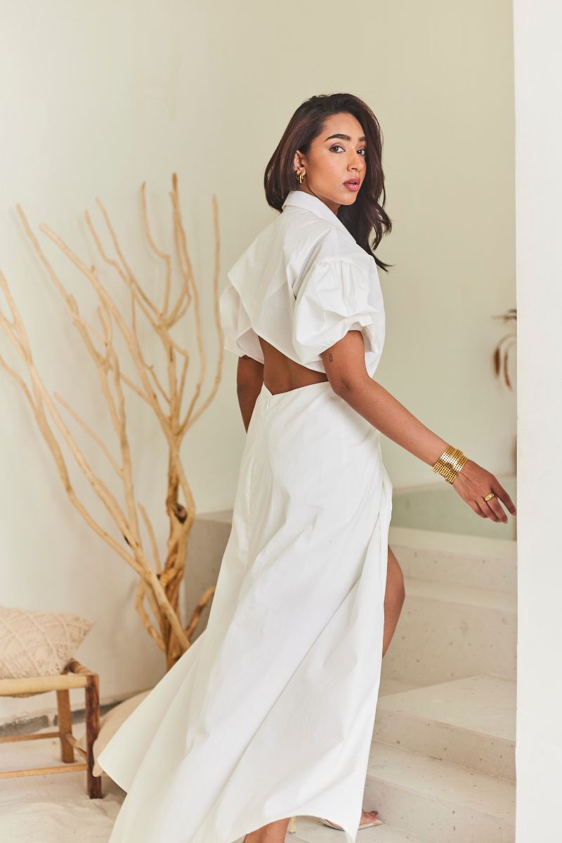 White Poplin Maxi Dress