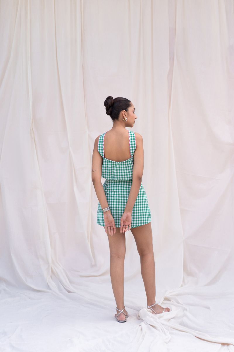 Green Gingham Halter Top & Skort Set