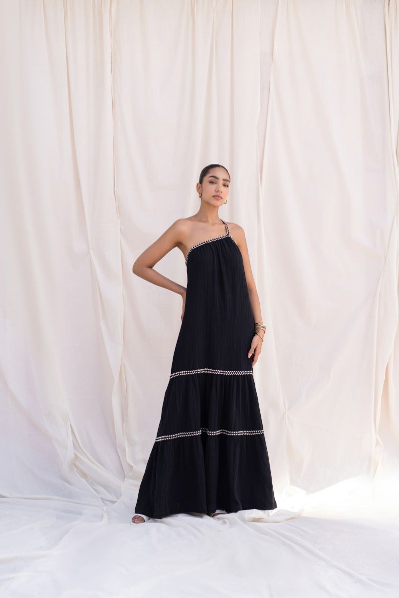 Black Maxi Dress with Lace Detail