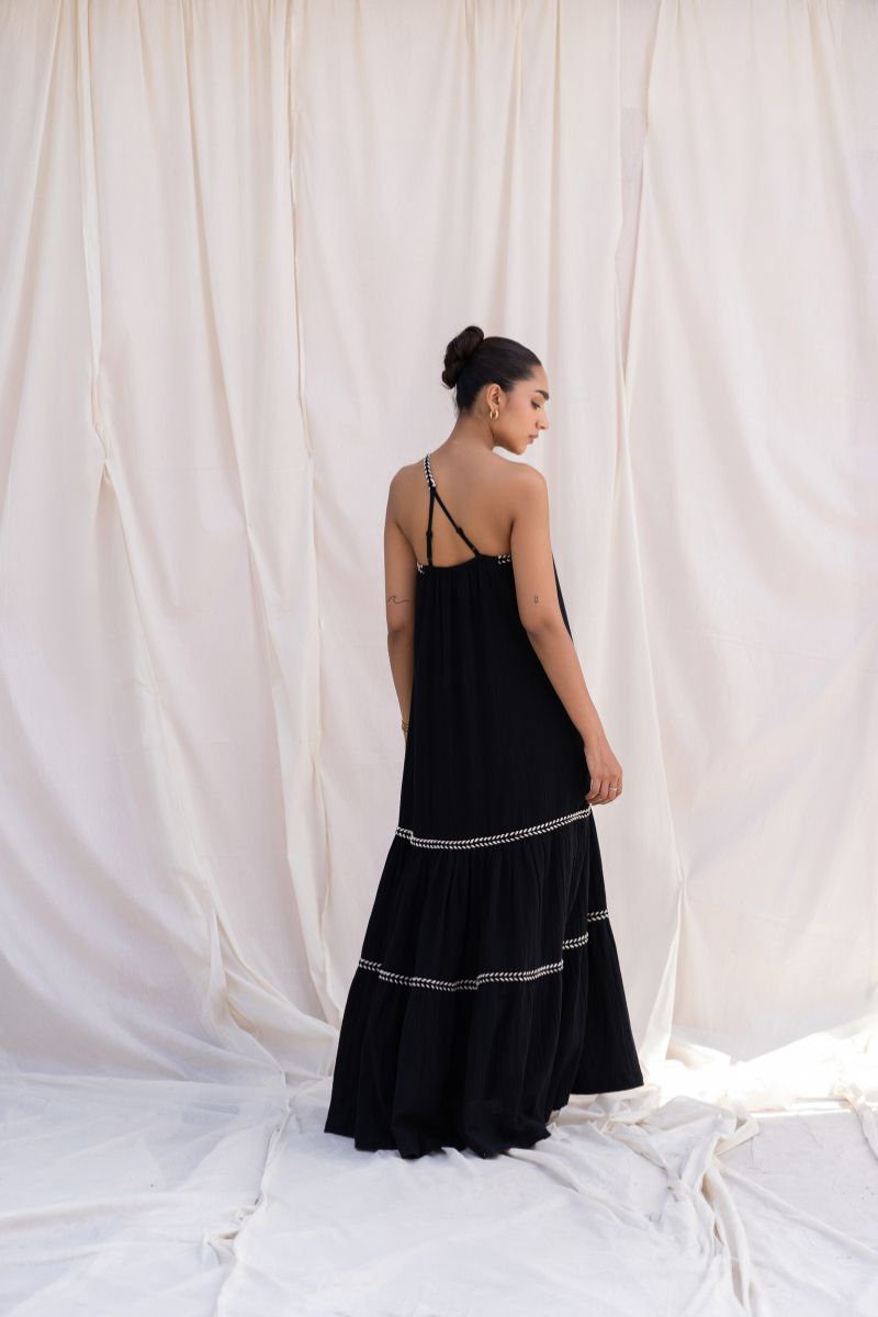 Black Maxi Dress with Lace Detail