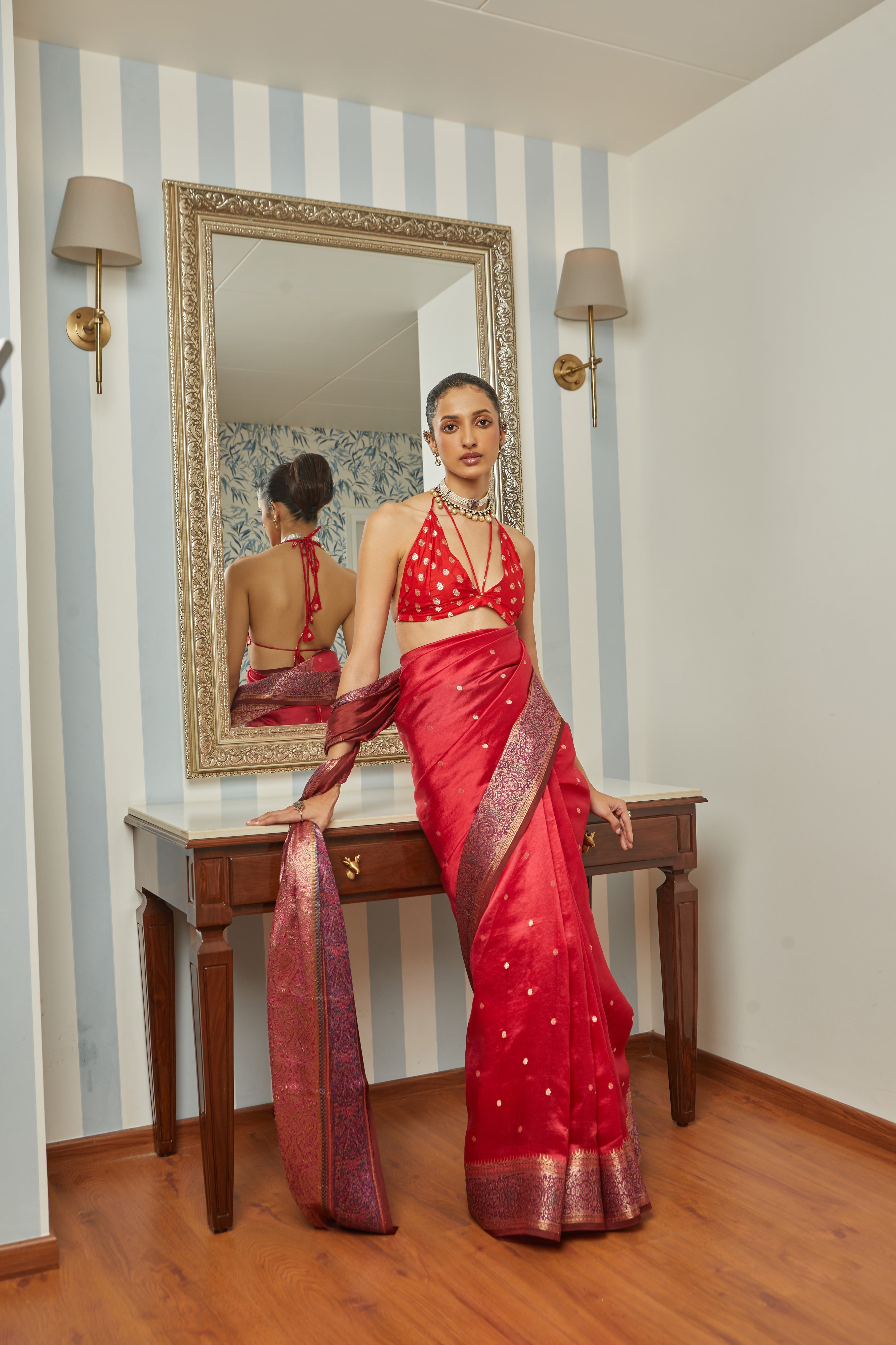 Handwoven Soft Silk Jamawar Border Saree