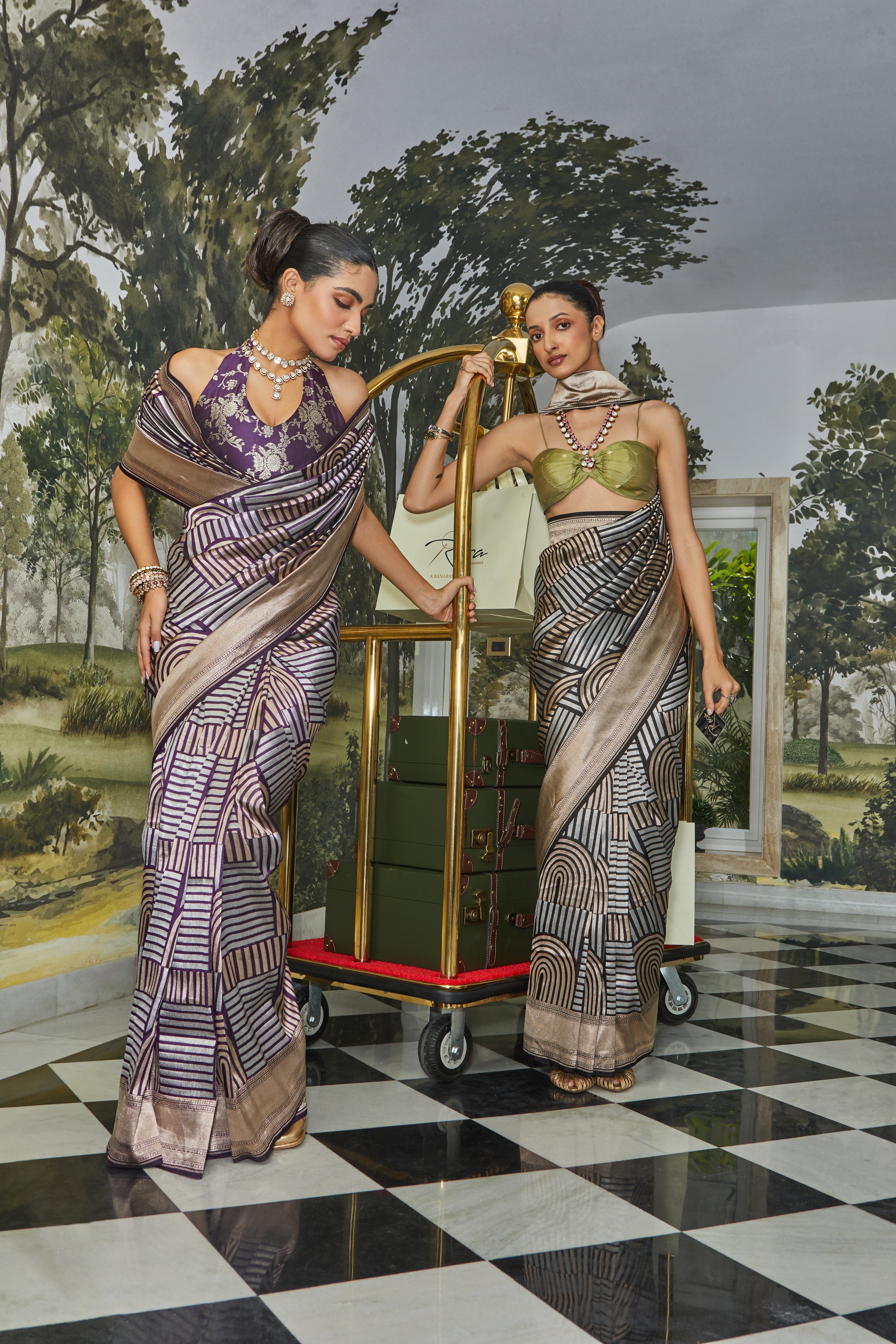 Handwoven Katan Silk Dual Zari Motif Saree