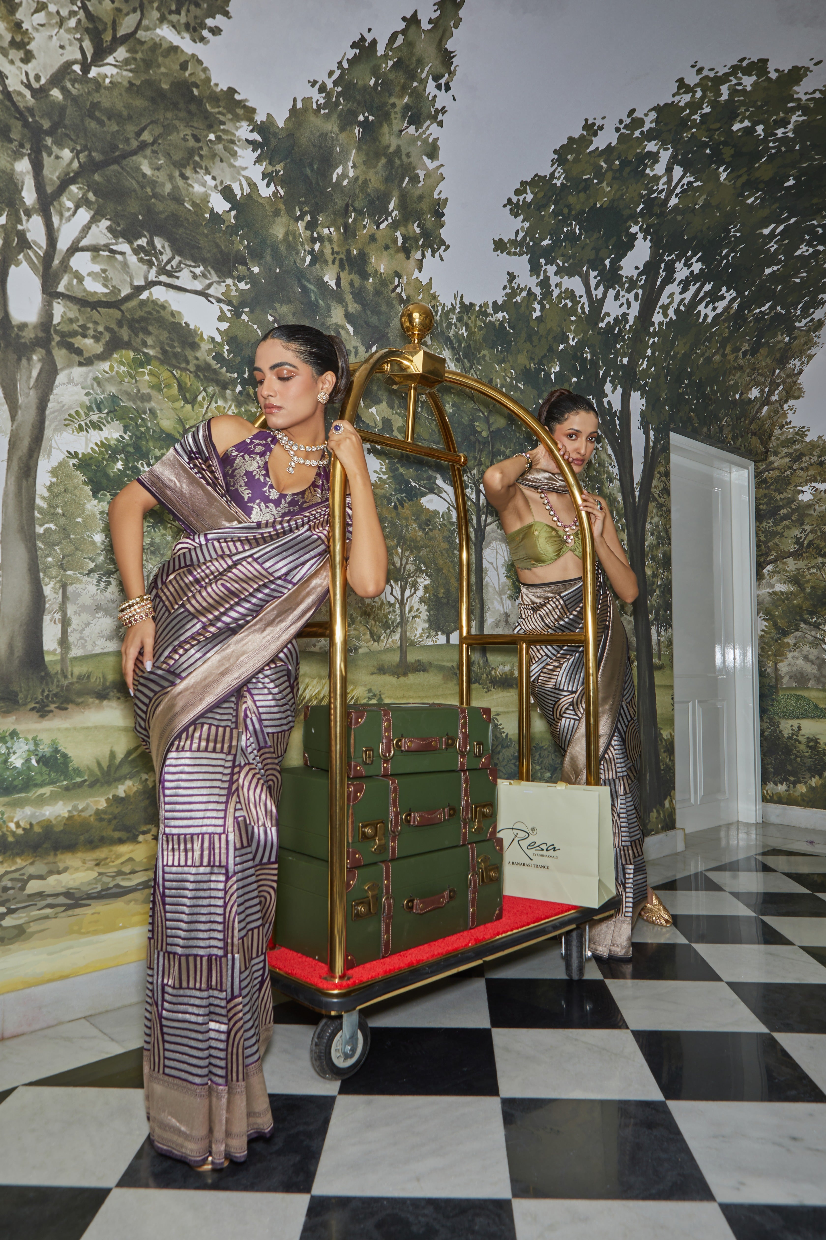 Handwoven Katan Silk Dual Zari Motif Saree