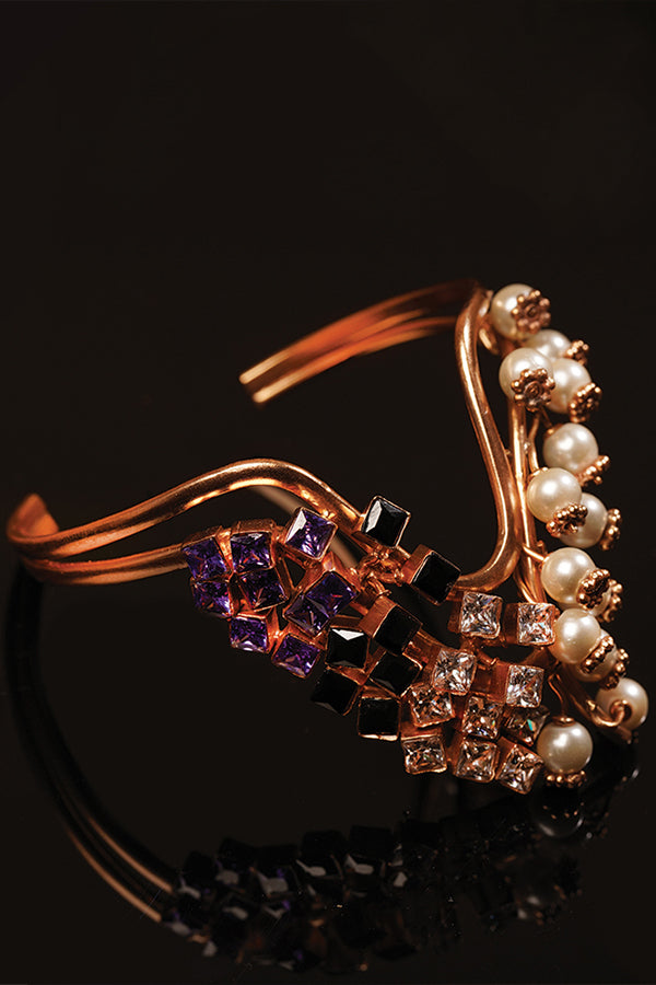 Iridescent Nebula Gold Plated Cuff Bracelet