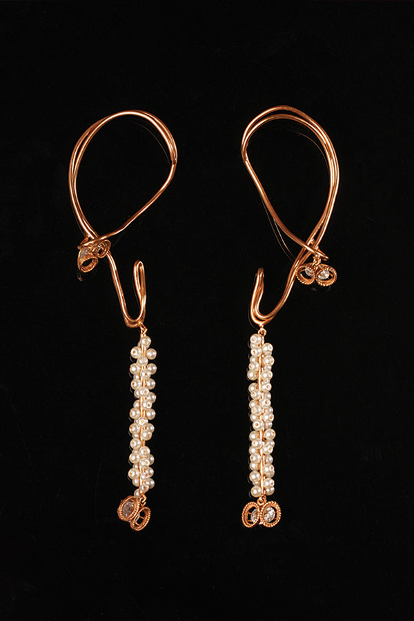 Lunar Dew Gold Plated Pearl Ear Cuffs