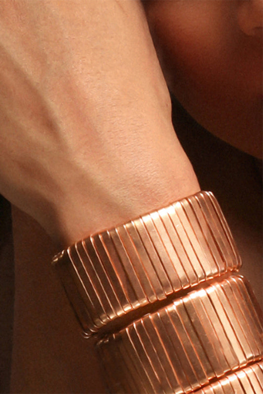 Galactic Shield Gold Ribbon Cuff Bracelet