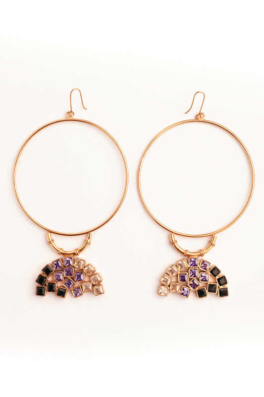 Violet Empire Cubic Zirconia Gold Plated Hoop Earrings