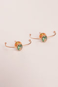 Load image into Gallery viewer, Molten Mint Gold Plated Green Crystal Loop Stud Earrings
