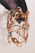 Load image into Gallery viewer, Fallen Angel Gold Plated Blue Crystal Hand Cuff
