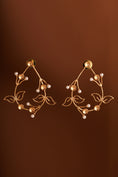 Load image into Gallery viewer, Fern Dynasty Gold Plated Drop Stud Earrings
