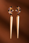 Load image into Gallery viewer, Violet Sabre Gold Plated Spike Earrings
