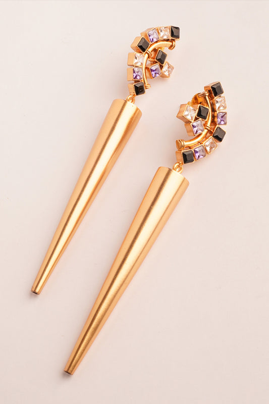 Violet Sabre Gold Plated Spike Earrings
