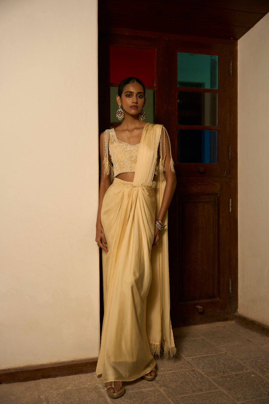 Pearl Drape Ensemble Saree