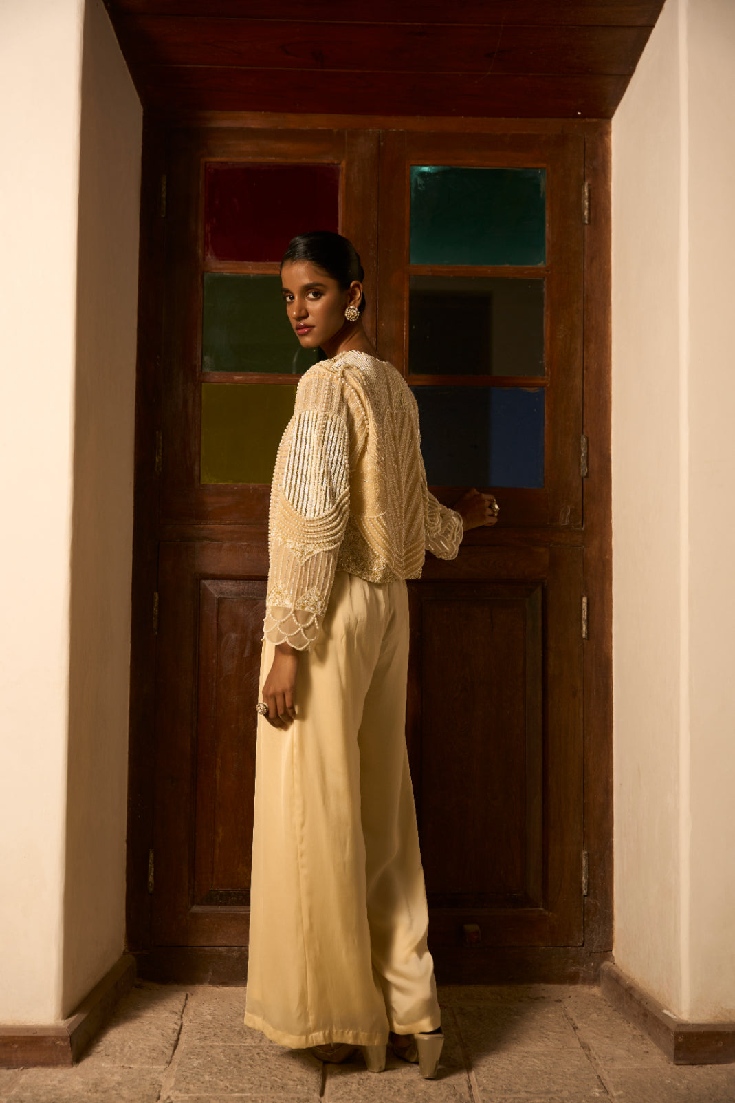 Ivory Golden Poise Jumpsuit with jacket