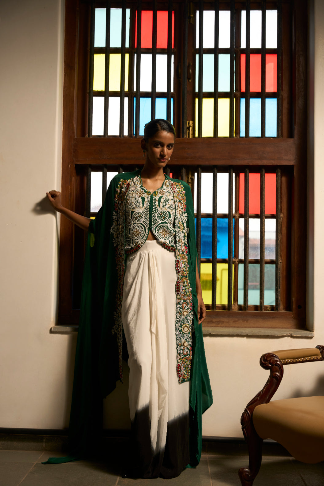 Emerald Whispers Ensemble shrug and skirt set