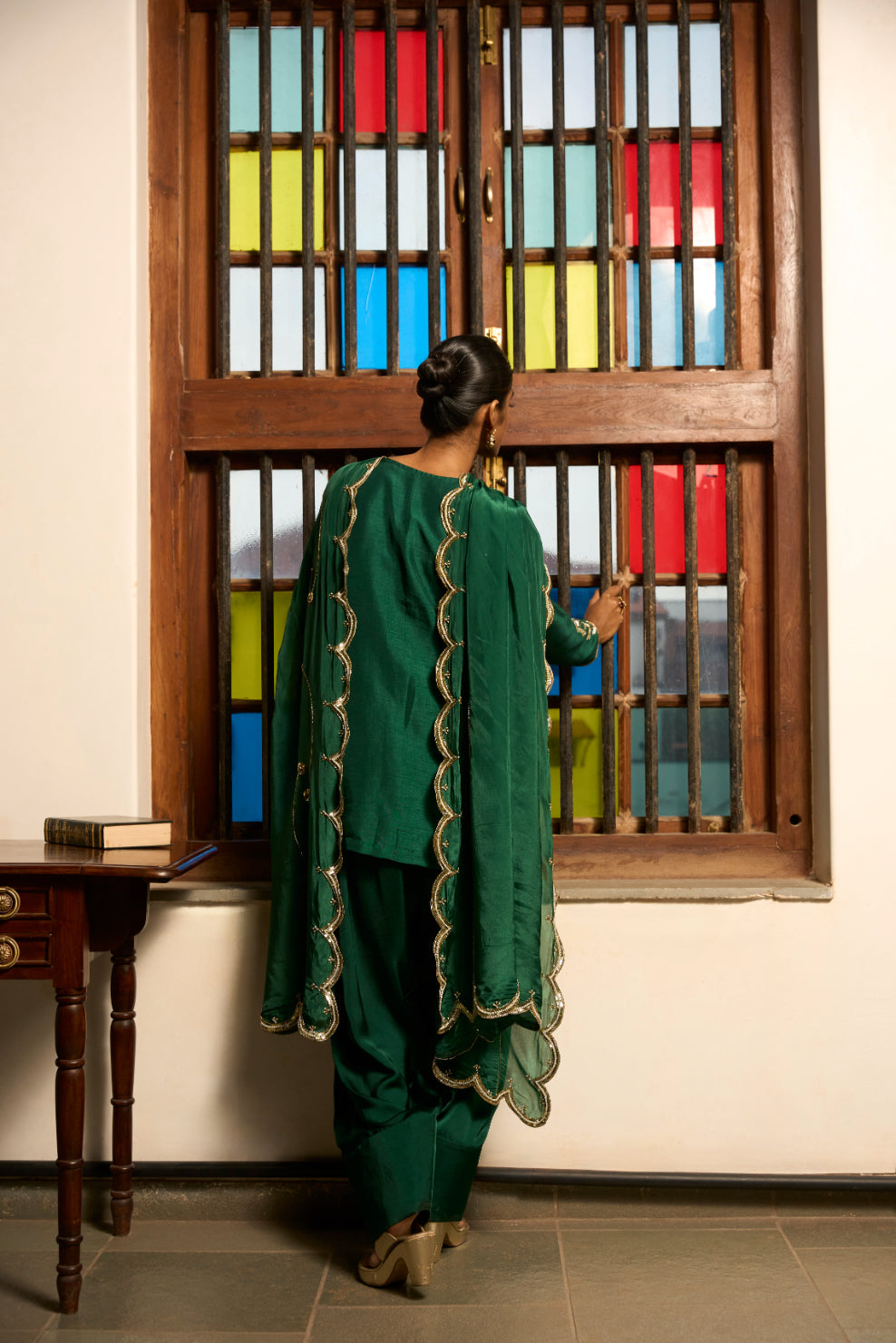 Green Golden Meadow Kurta Set