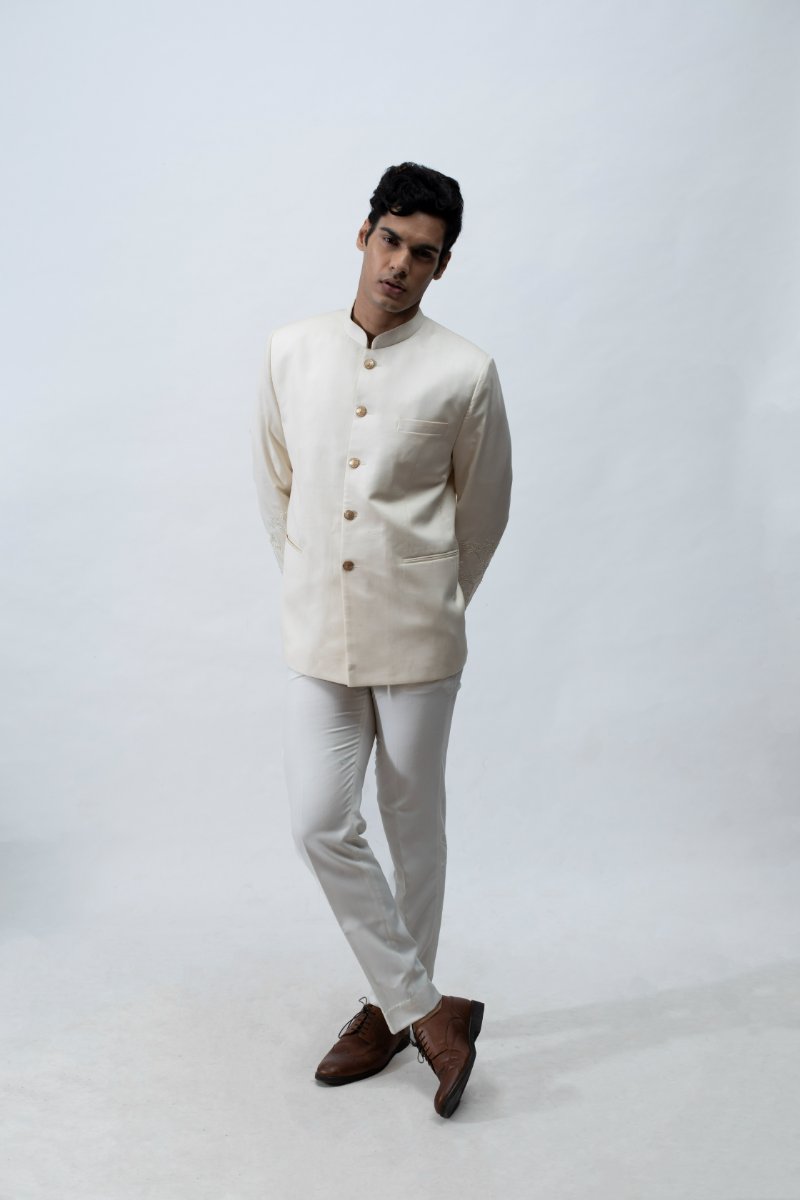Ivory Embroidered Bandhgala Set