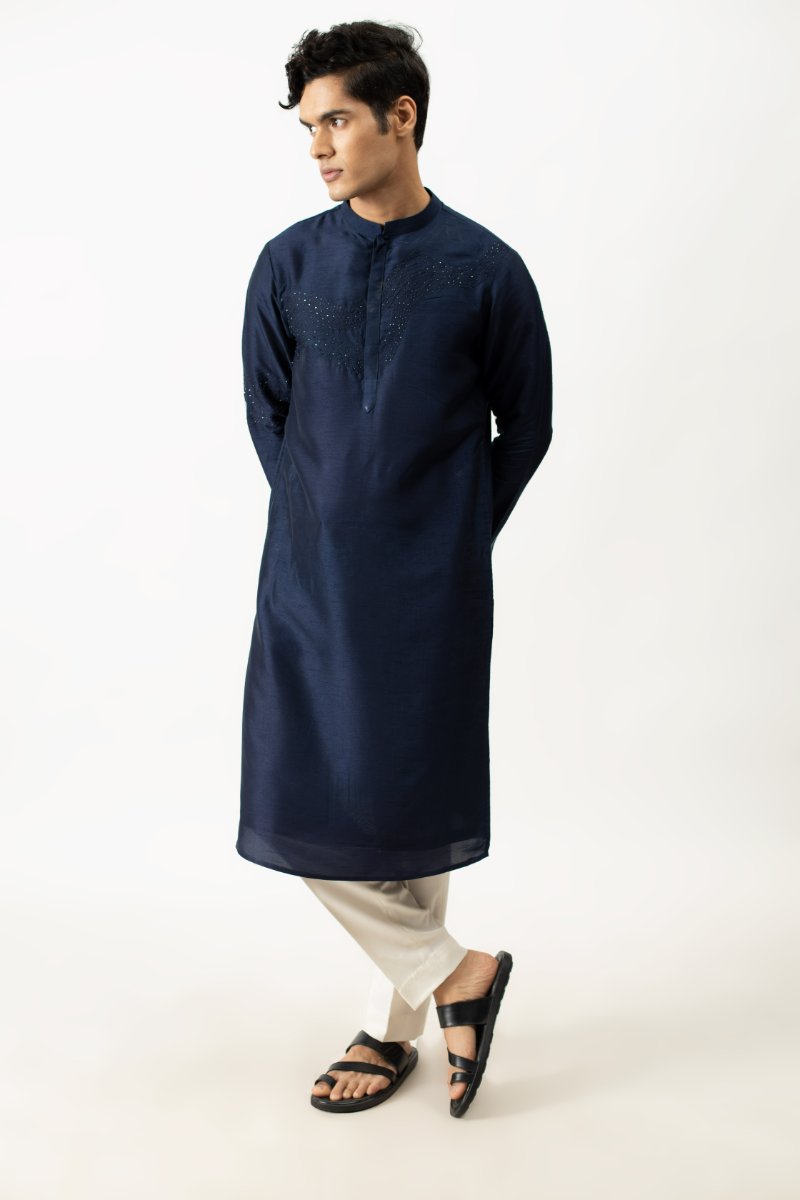 Midnight Blue Embellished Kurta Set