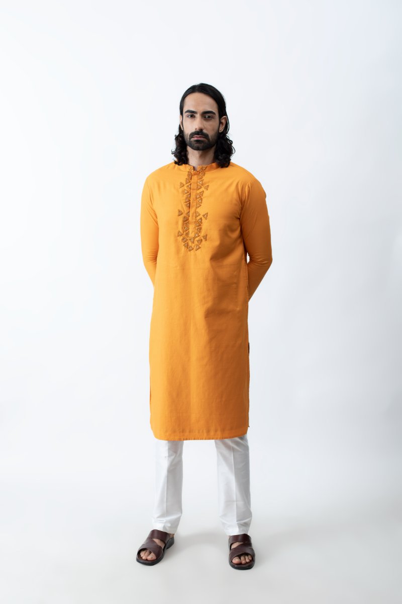Tangerine Knots Kurta Set