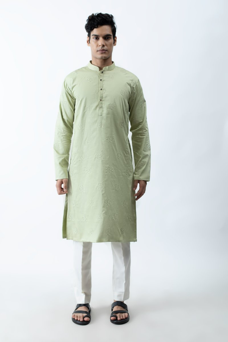 Pastel Green Motif Kurta Set