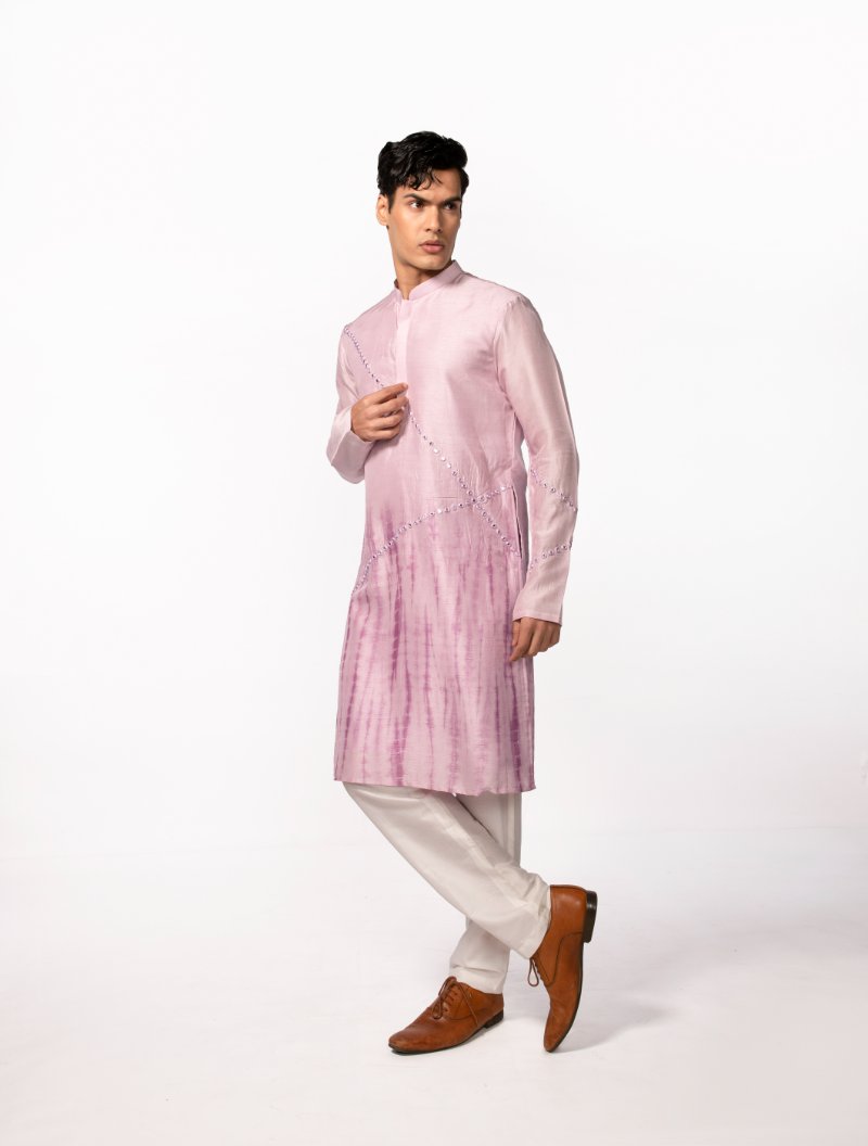 Lilac Tie Dye Mirror Kurta Set