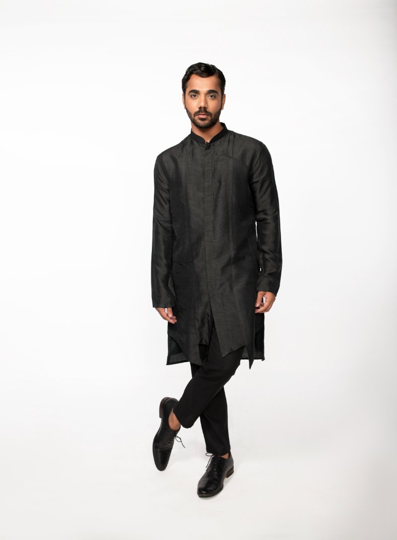 Olive Front Open Kurta Set