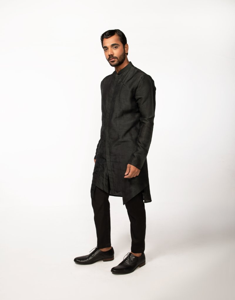 Olive Front Open Kurta Set