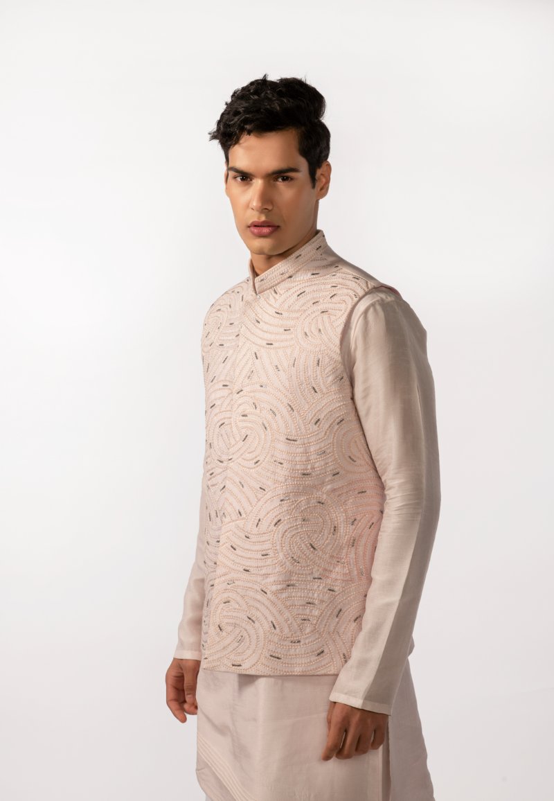 Blush Pink Heavy Embriodered Bundi