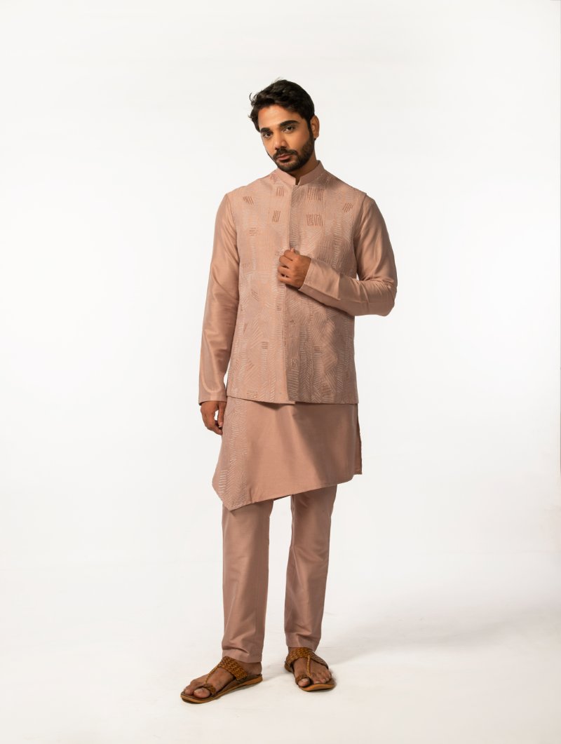 Onion Embroidery Bundi With Onion Embriodery Kurta Set