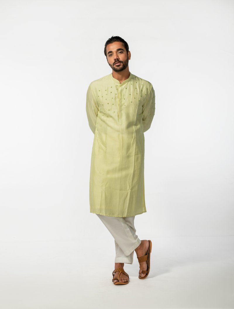 Mint Green Abstract Mirror Kurta Set