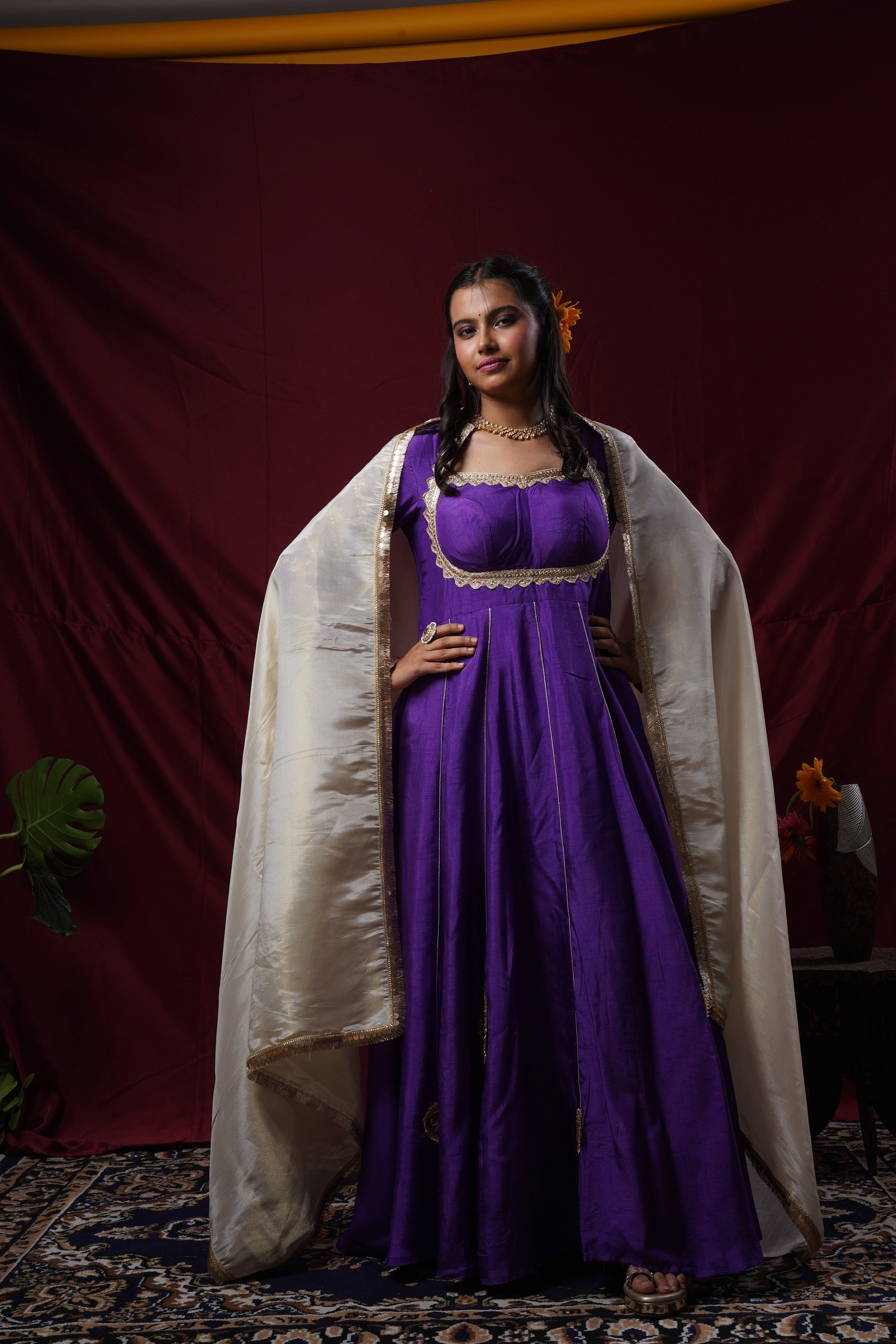 Regal Purple Raw Silk Ensemble