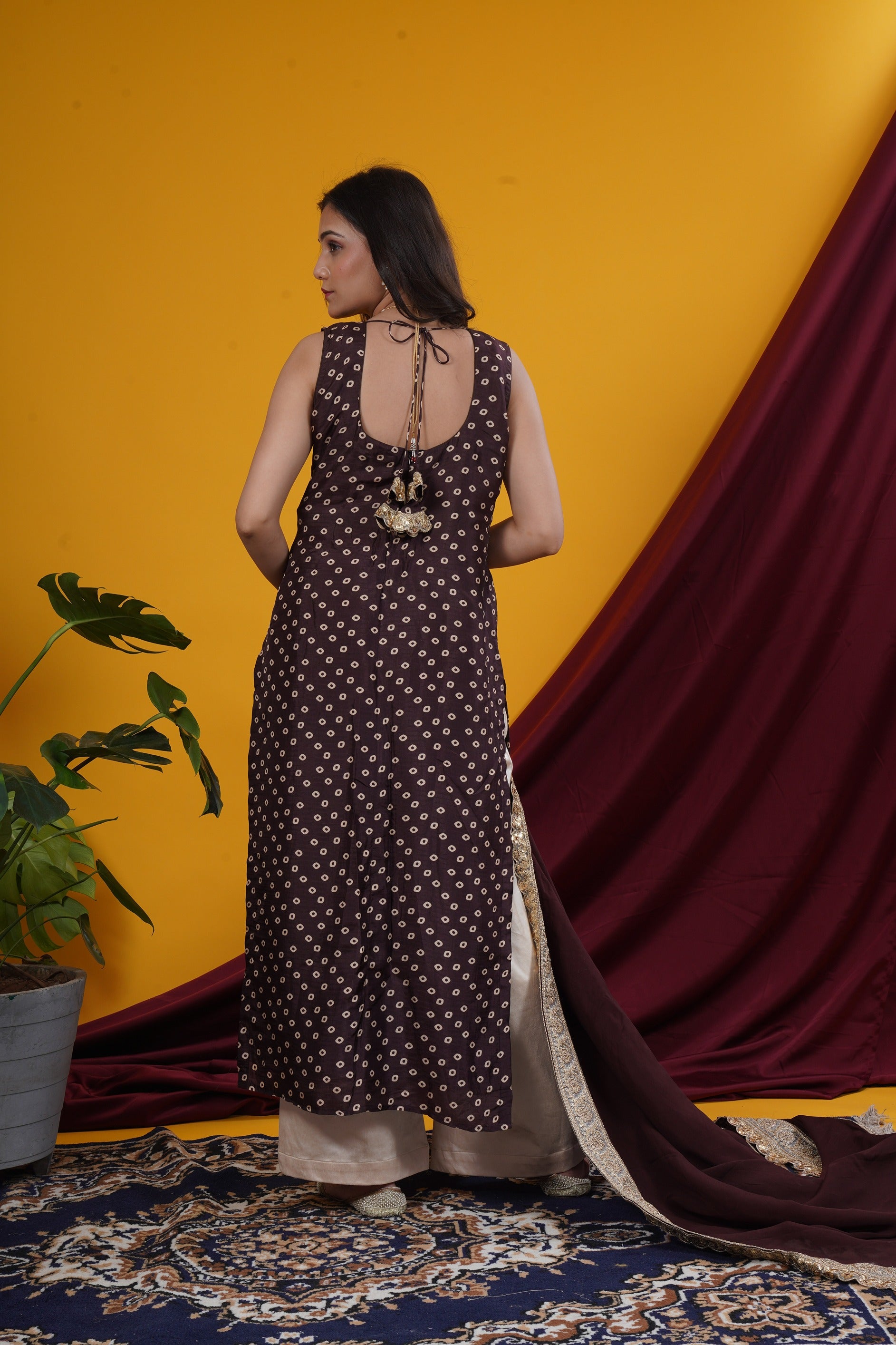 Brown Bandhani Graceful Suit Set
