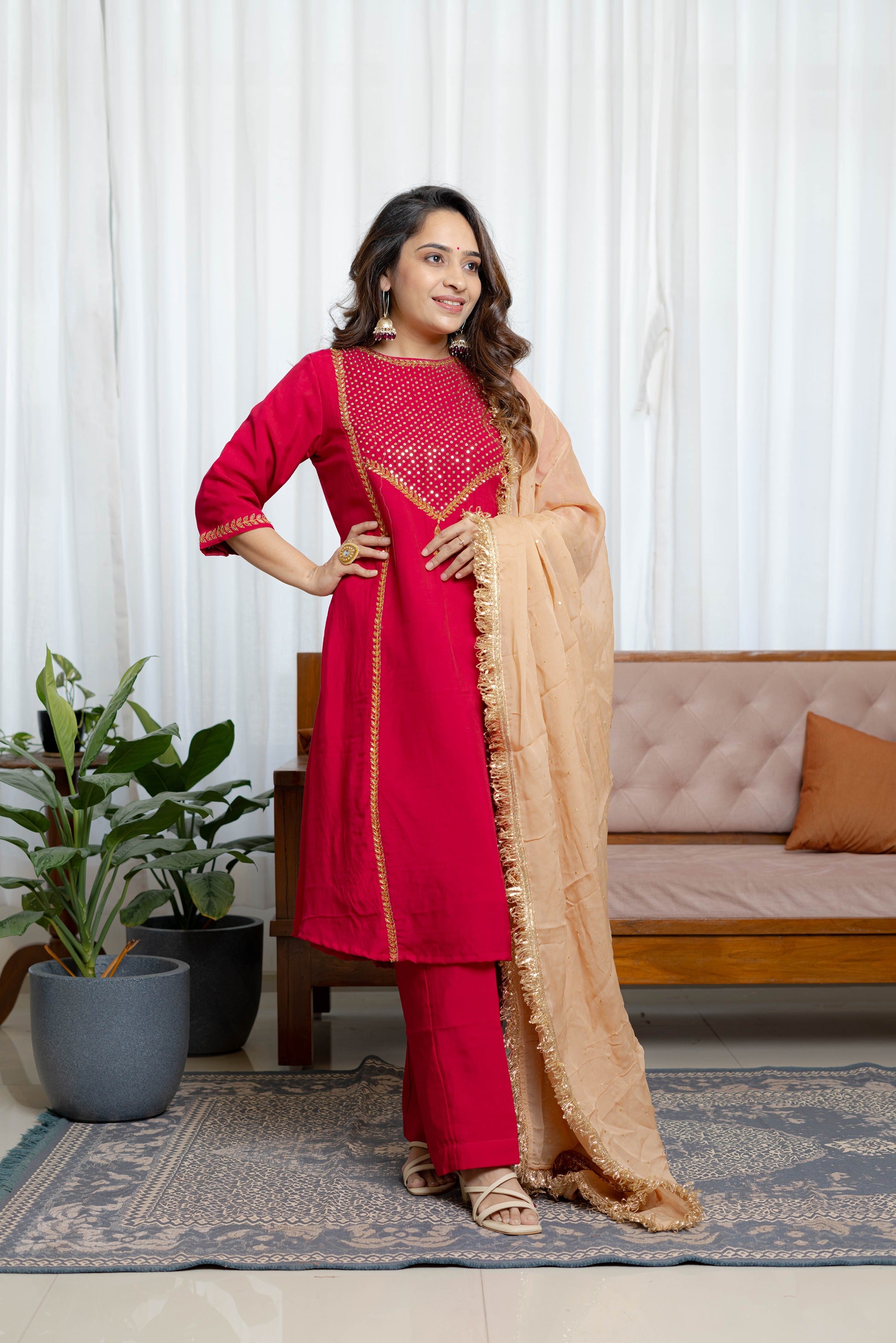 Riwaayat - Deep Pink Festive Suit Set