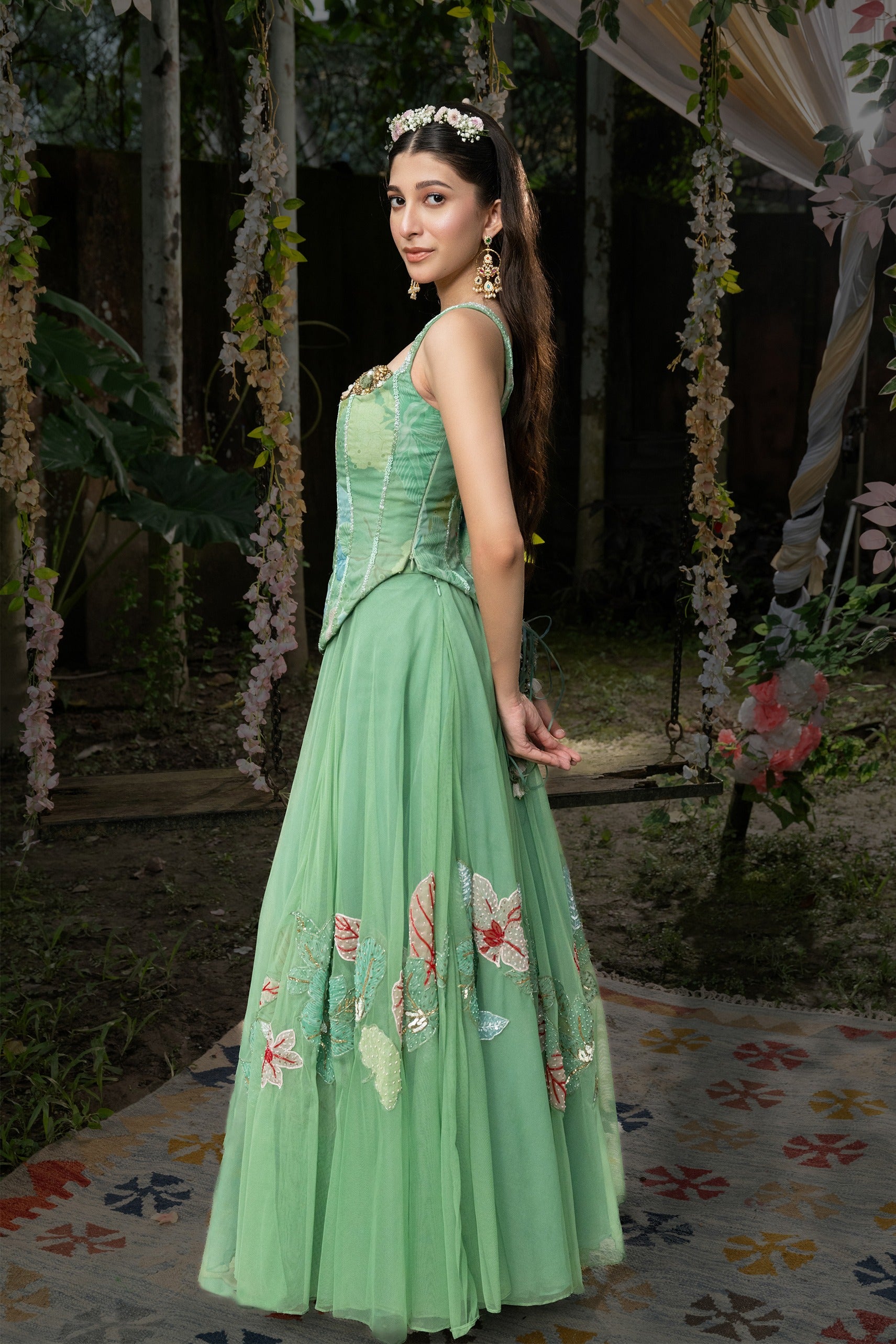 PISTACHIO CORSET SHARARA SET