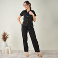 Load image into Gallery viewer, Black Linen Shirt with Lace Detail and Pants Set
