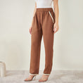 Load image into Gallery viewer, Brown Linen Shirt with Lace Detail and Pants Set
