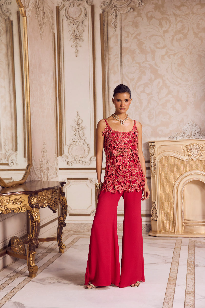 Magenta Cut Work Kurta And Pants