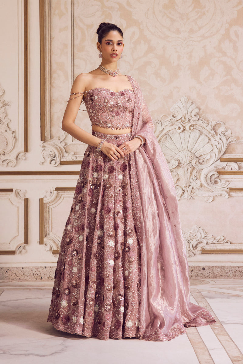 Champagne Rose Lehenga With Corset