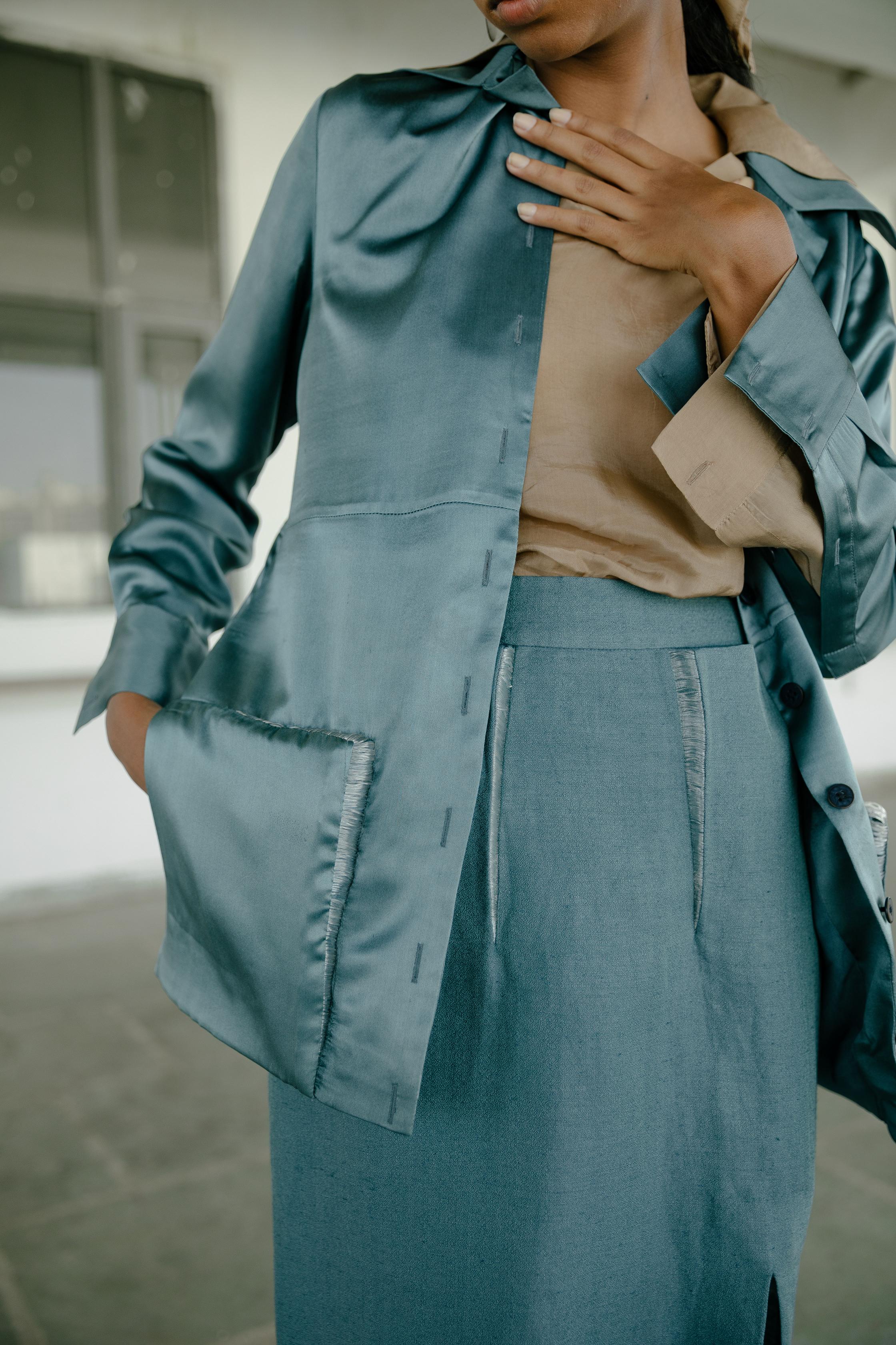 Ocean Blue satin jacket