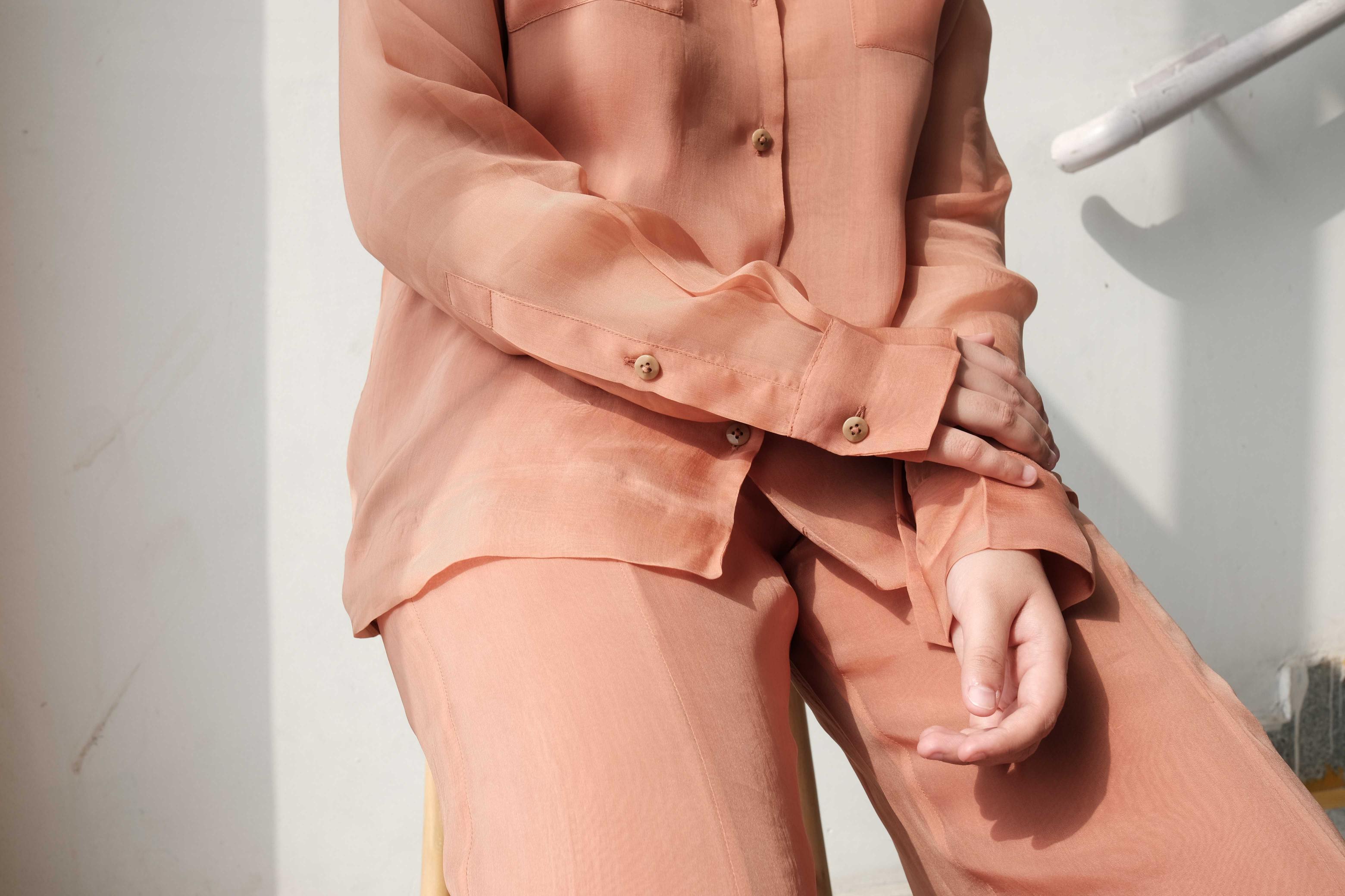 Pale peach sheer shirt