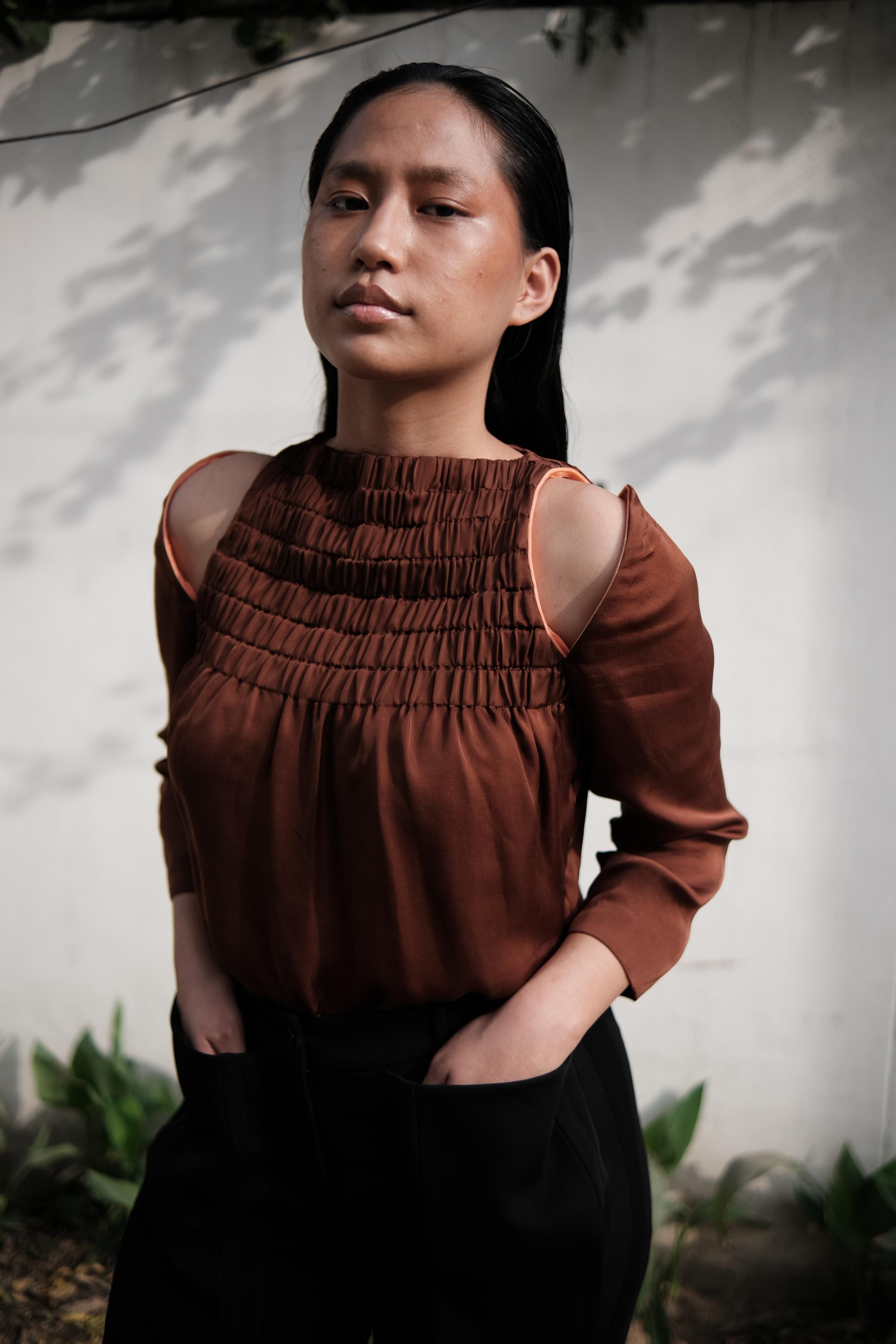 Shirred pullover top