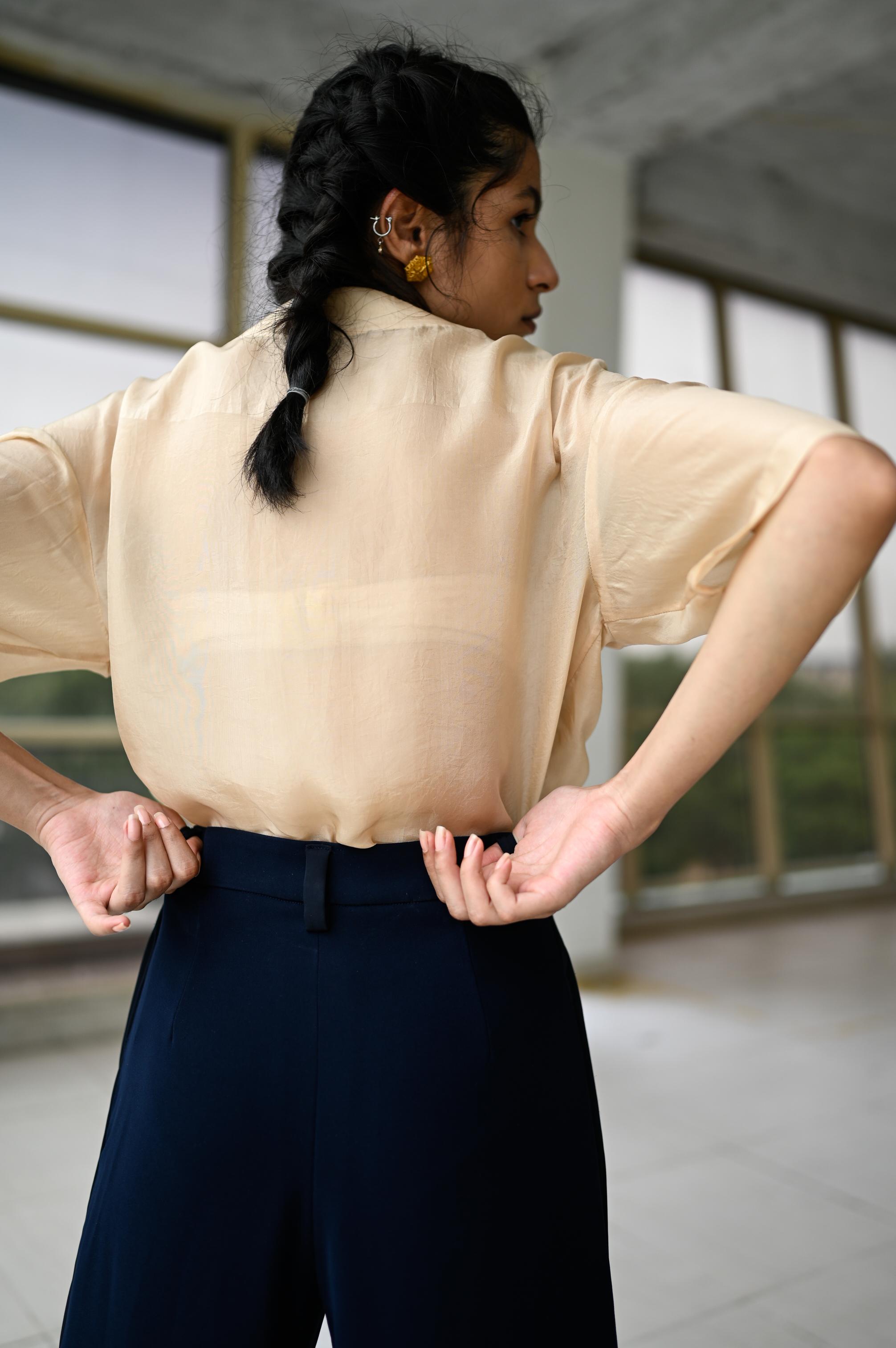 Elasticated Top in peanut cream