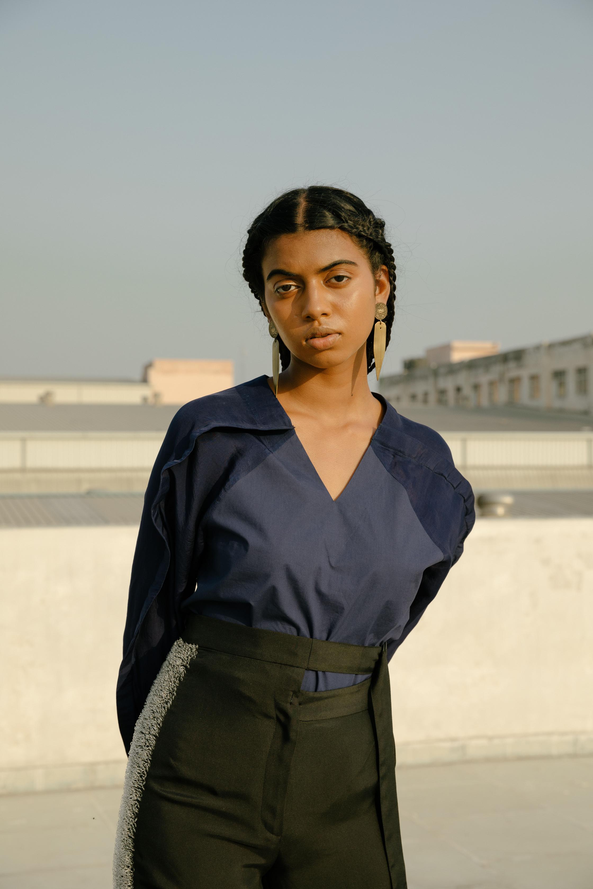 Double waist charcoal trousers