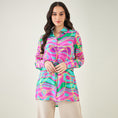 Load image into Gallery viewer, Pink and Green Marine Wave Print Shirt
