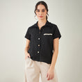 Load image into Gallery viewer, Black Linen Shirt with Lace Detail
